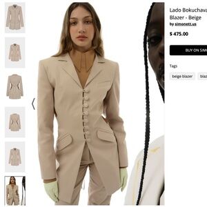 Lado Bokuchava - Cut Out Side Blazer - Beige